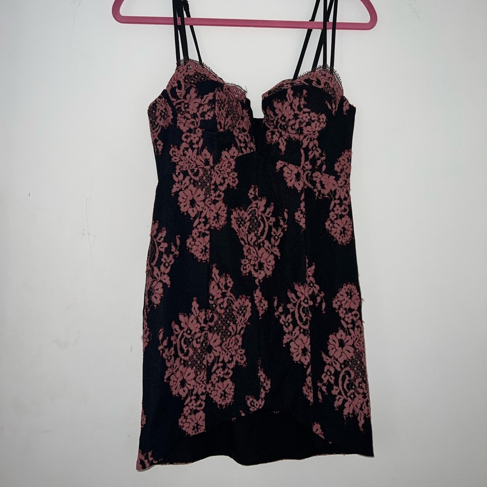 NBD | Pink Black Cahuenga Lace Mini Night Out Dress - Picture 4 of 7